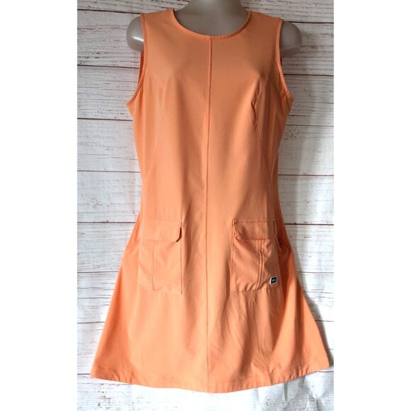 Helly Hansen Vik Dress Orange V-Back A-Line Sleeveless Sporty Summer Pockets M - Picture 2 of 16
